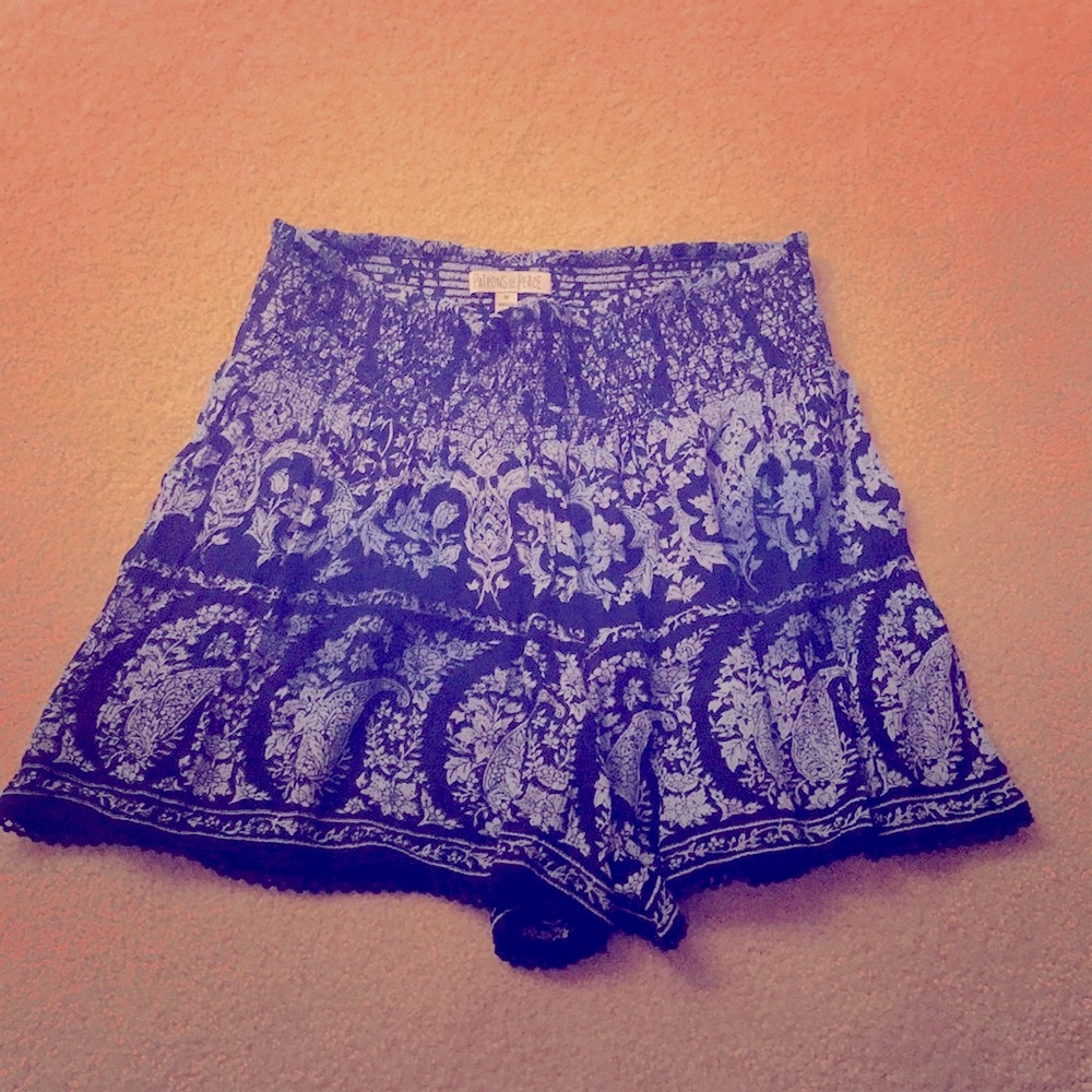 patrons of peace navy blue flowy shorts